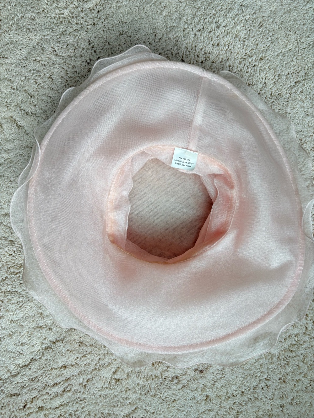 Vintage Sheer Ruffle Organza Fascinator Hat in Pale Pink Feathers Amazing - Picture 7 of 13
